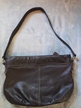Women's Dark Brown Pebbled Leather Shoulder Bag
